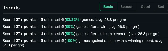 BestOdds Edge Betting Software - Cheat Sheet Player Prop Trends