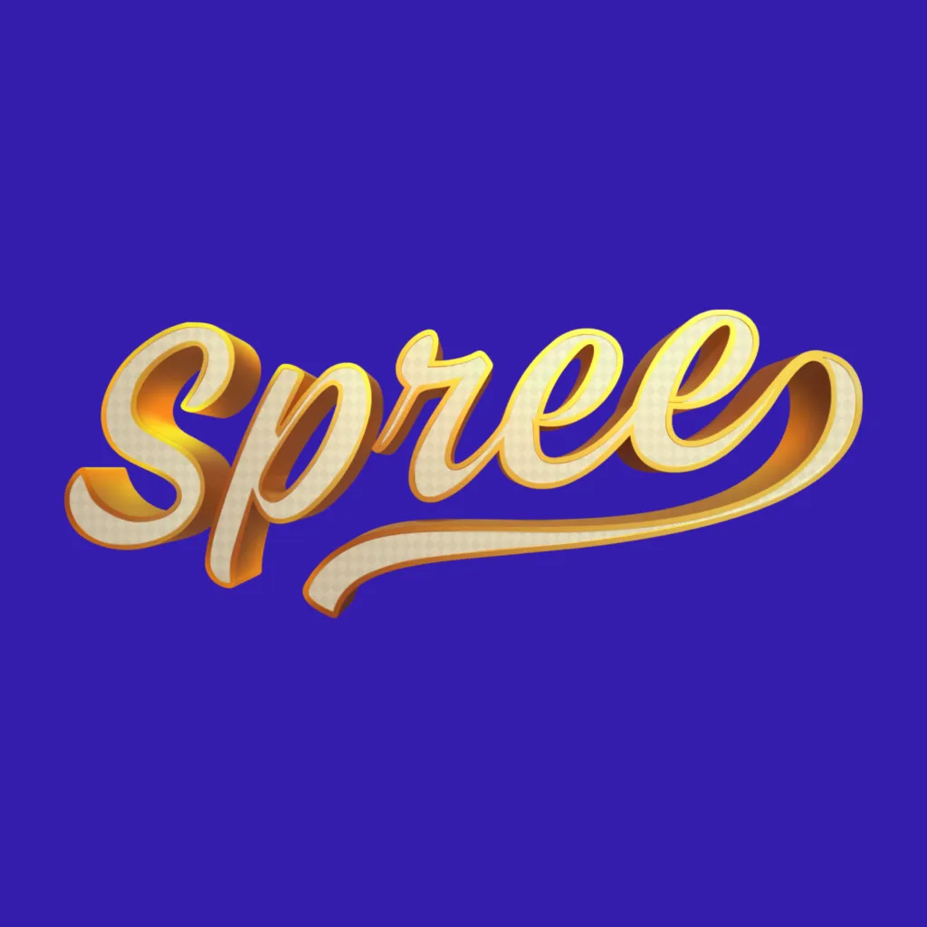 Spree Casino logo on blue background