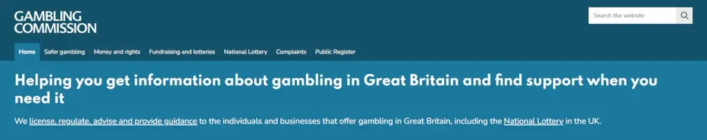 UK Gambling Commission support page