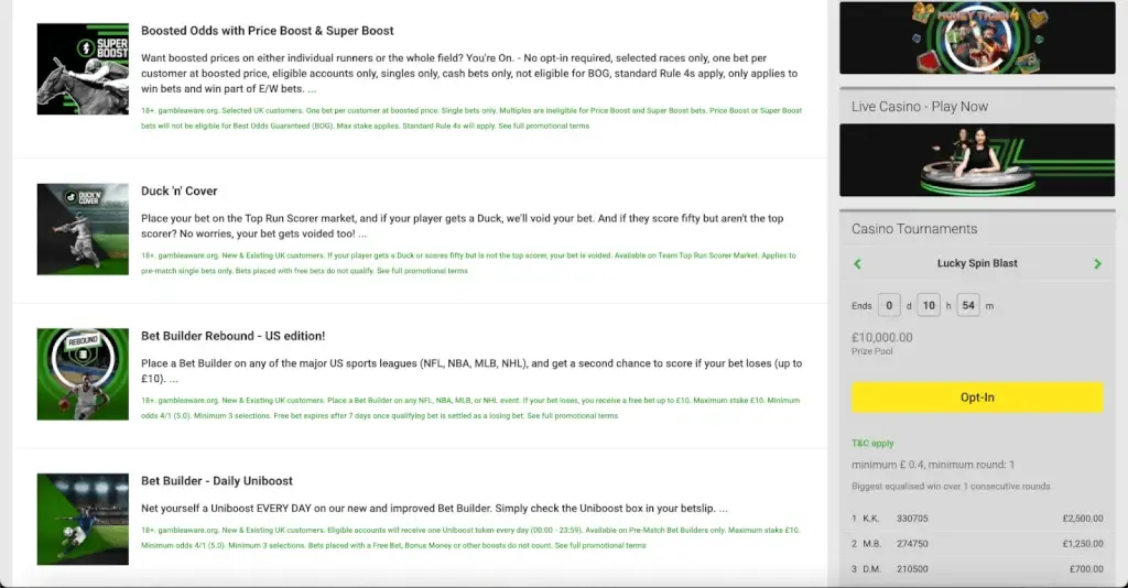 Unibet Casino bonuses for casino and betting