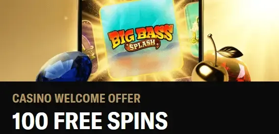 100 free spins on Big Bass Splash slot at a UK online casino