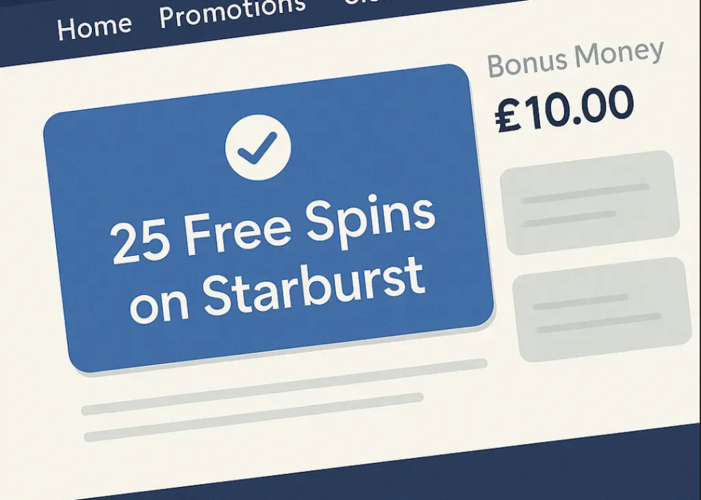 25 free spins on Starburst image
