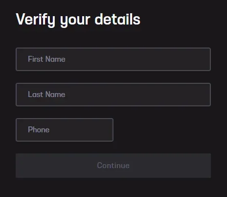 Verifying details at an online casino