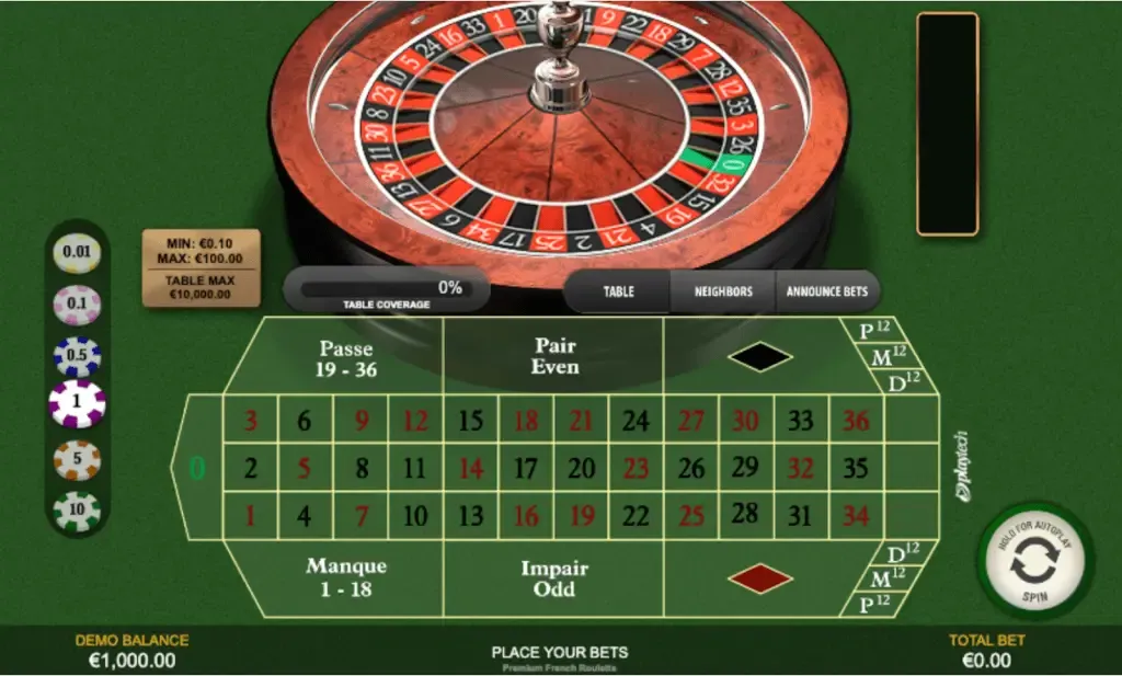 French Roulette at an online casino