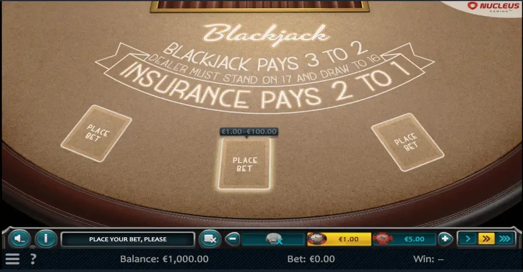 European Blackjack at an online casino
