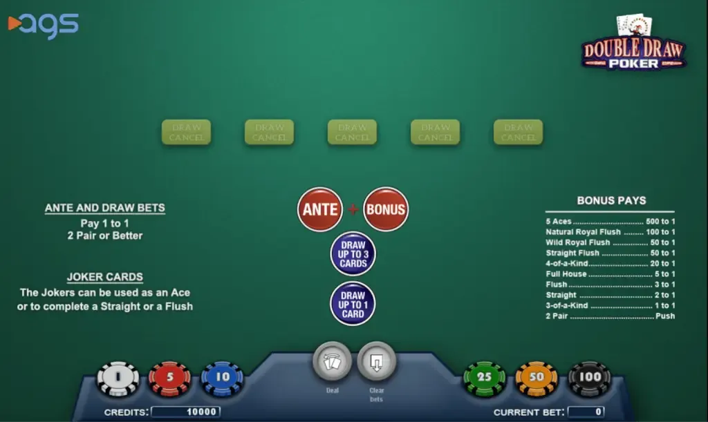 Draw Poker at an online casino
