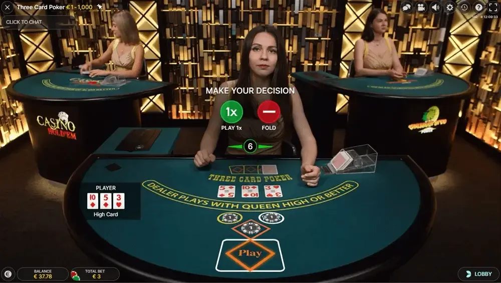 Live Poker at an online casino
