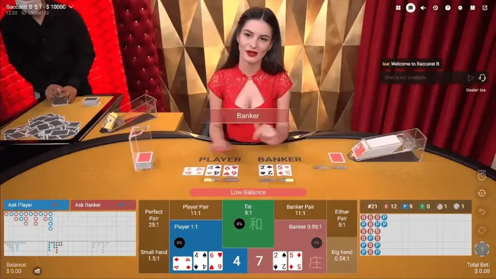 Live Baccarat at an online casino