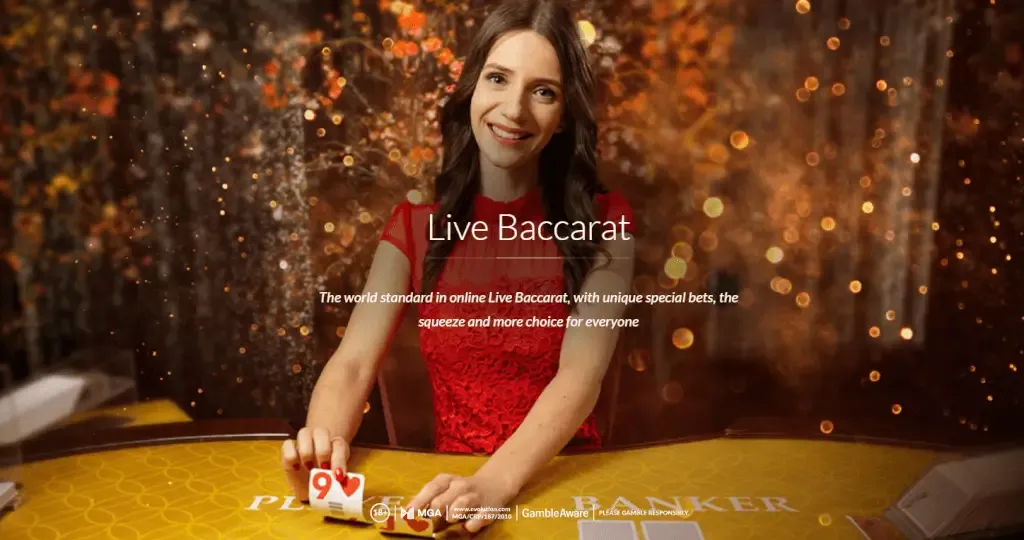 Live baccarat at an online casino