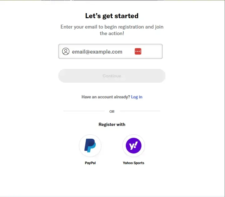 signing up at an online casino