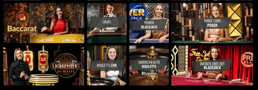 game selection at live casinos