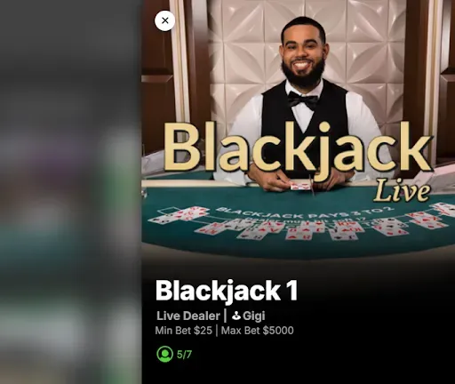 live blackjack game
