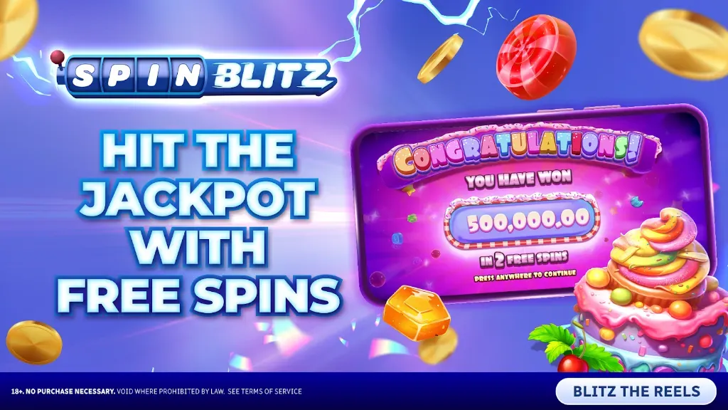 Spin Blitz - Banner with jackpot announcement.