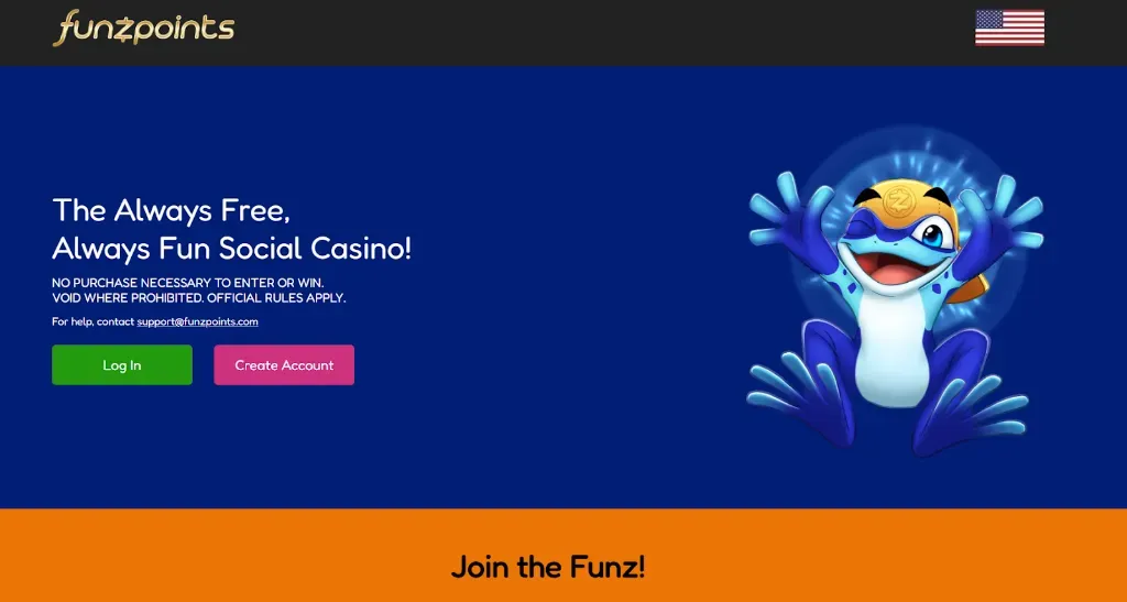 Funzpoints - Banner with a cheerful frog mascot.