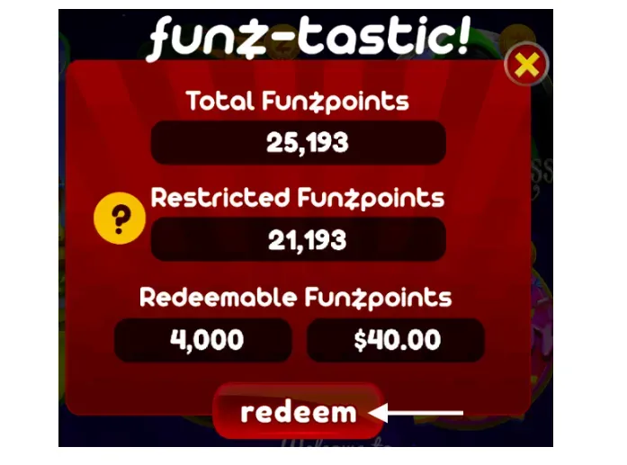 Funz-tastic! - Screenshot with Funzpoints details.