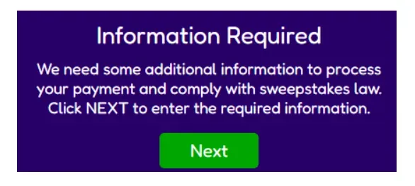 Image 108 - Banner with payment information prompt.