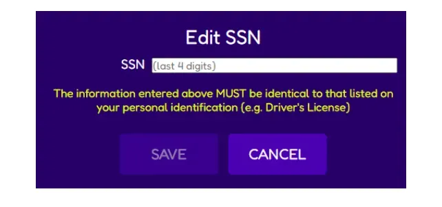 Image 109 - Screenshot with SSN edit prompt.