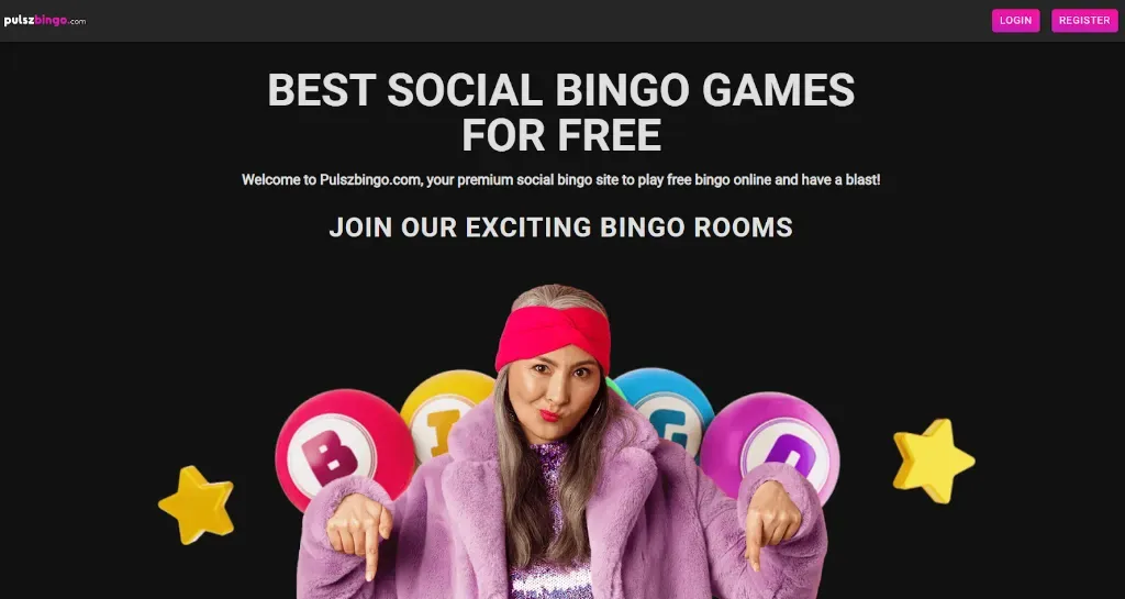 Pulsz Bingo - Banner with a smiling woman.