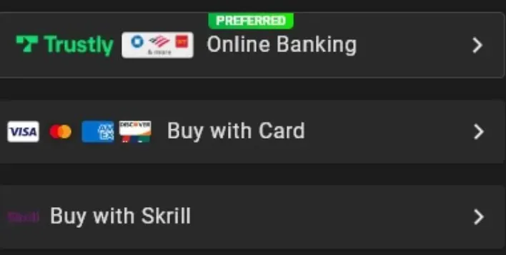 Trustly - Online Banking options with logos.