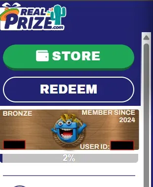 RealPrize - User Profile with Bronze Badge.