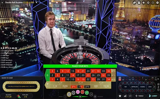 Image 136 - Portrait with roulette table and city view.