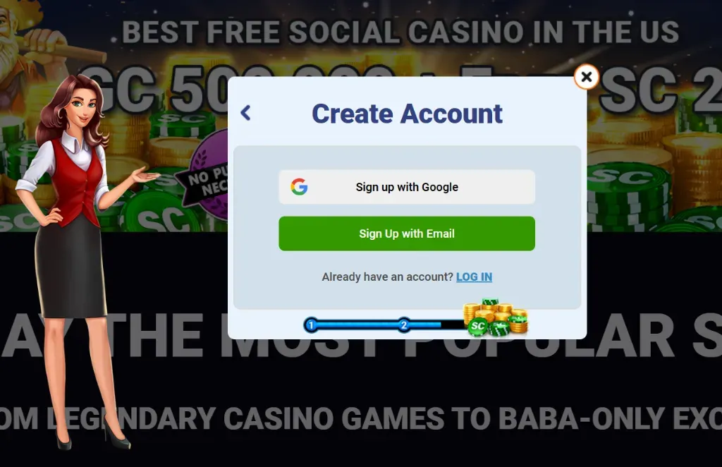 Image 168 - Avatar with a casino background and signup options.