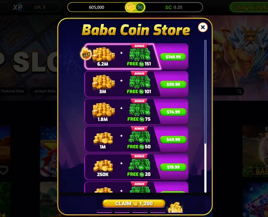 Baba Coin Store - Product photo with coin offers.