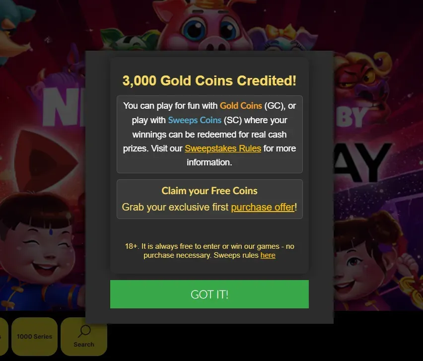Image 177 - Banner with 3,000 Gold Coins offer.