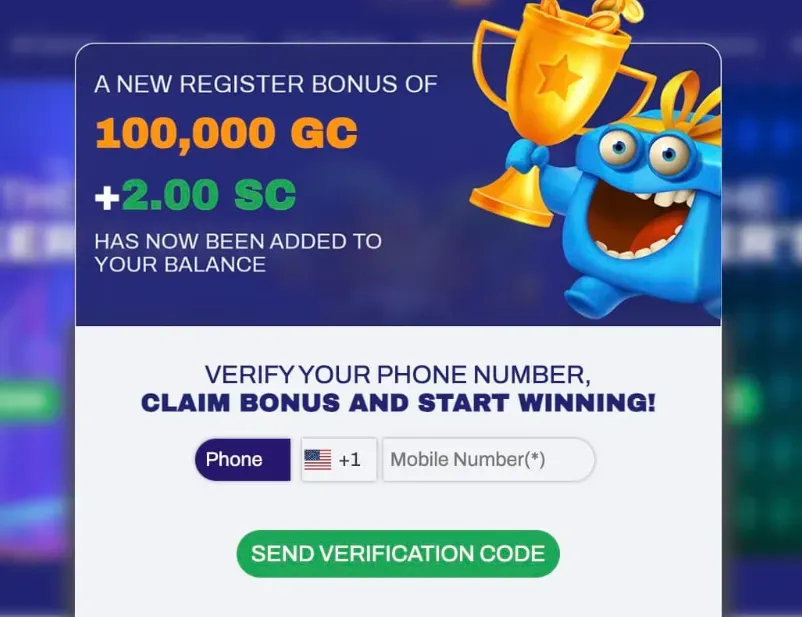 Bonus Image - Banner with blue character and trophy.