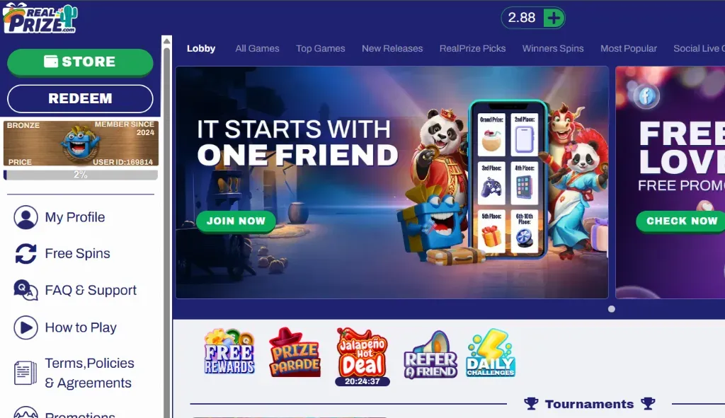 Real Prize - Banner with colorful game characters.