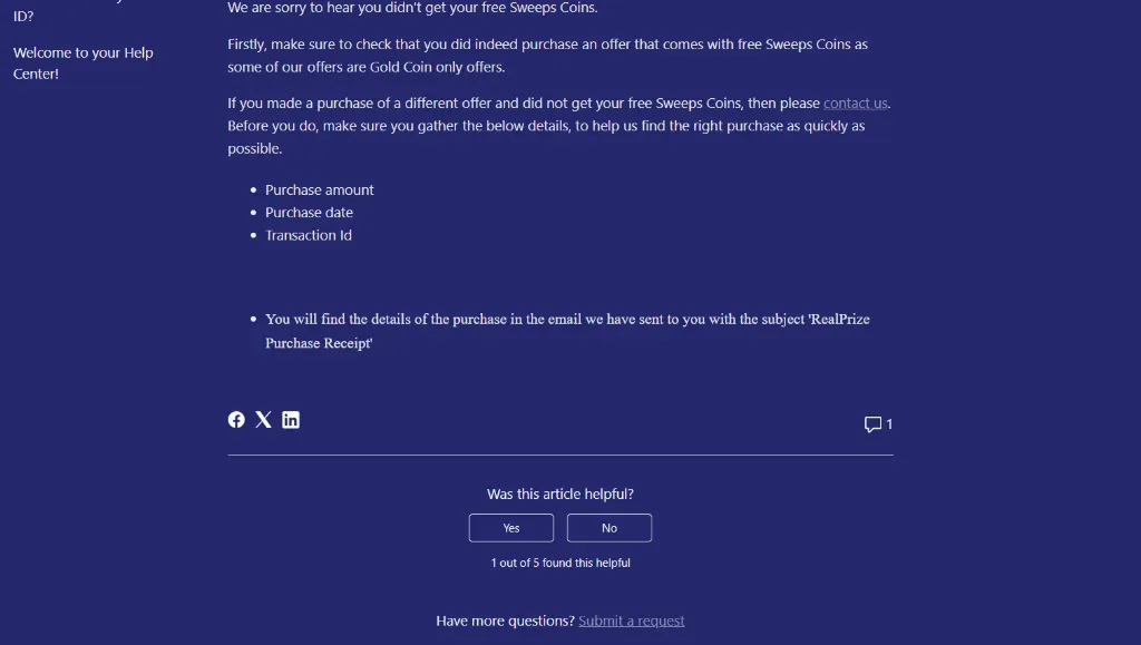 Image 22 - Screenshot with support details.