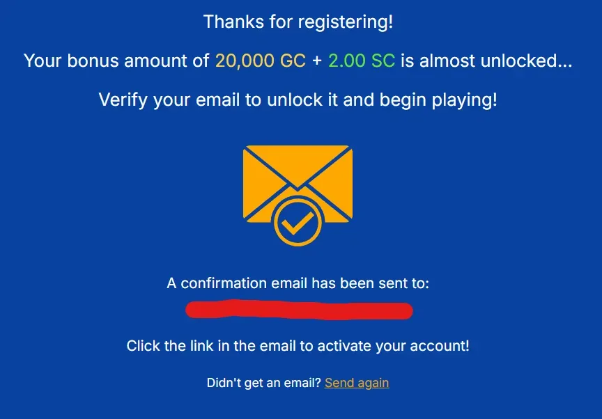 Image 35 - Email confirmation banner with bonus info.