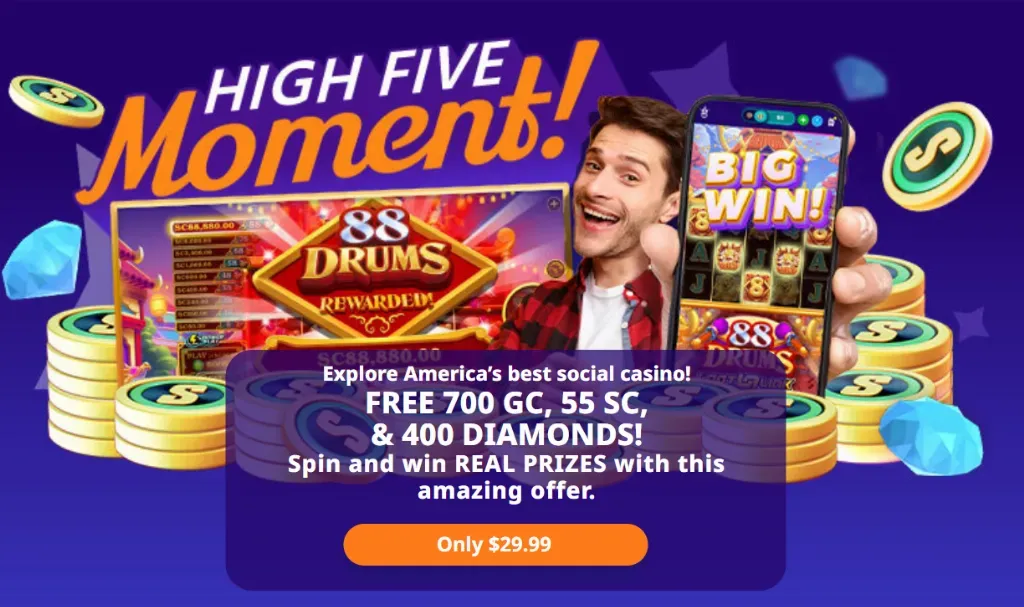 High Five Moment - Banner with gaming rewards.