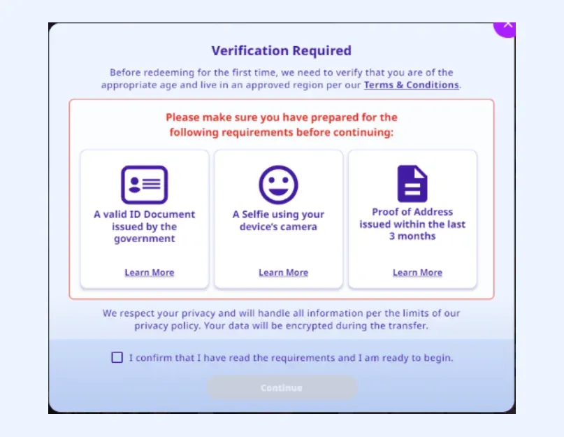 Image 53 - Banner with verification requirements.