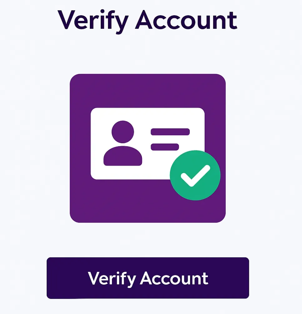 Verify Account - Banner with ID card icon.