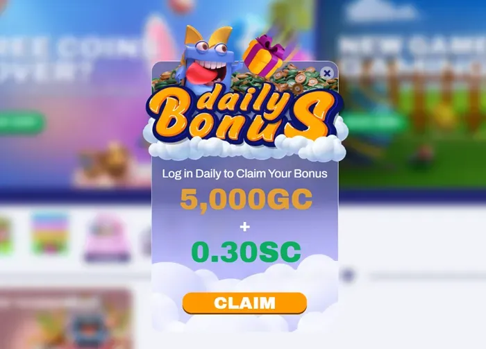 Daily Bonus - Banner with game rewards offer.