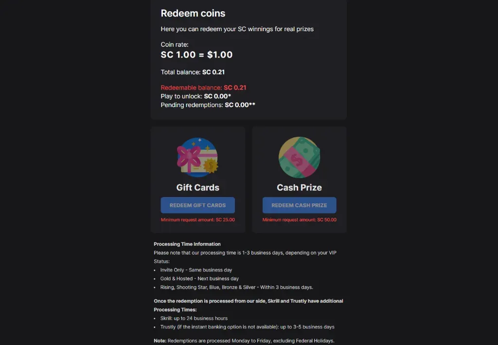 Image 71 - Screenshot of redemption process.