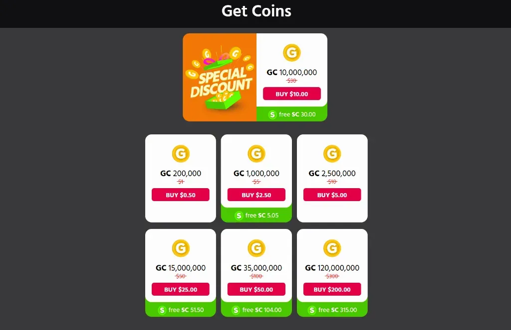 Get Coins - Product photo with special discount.