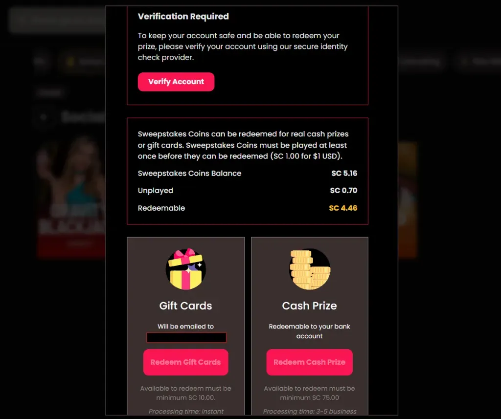 Image 96 - Screenshot with account verification details.