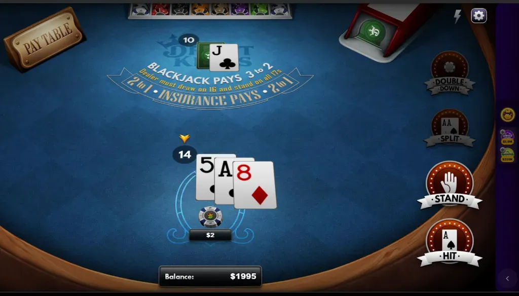 American Blackjack - Game screen with cards displayed.