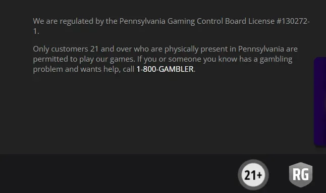 Licensed Operator - Banner with regulatory information.