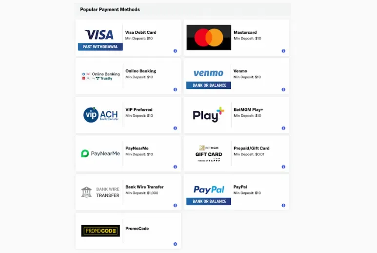 Make a deposit - Banner with popular payment methods.
