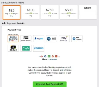 Payment Details - Banner with deposit options.