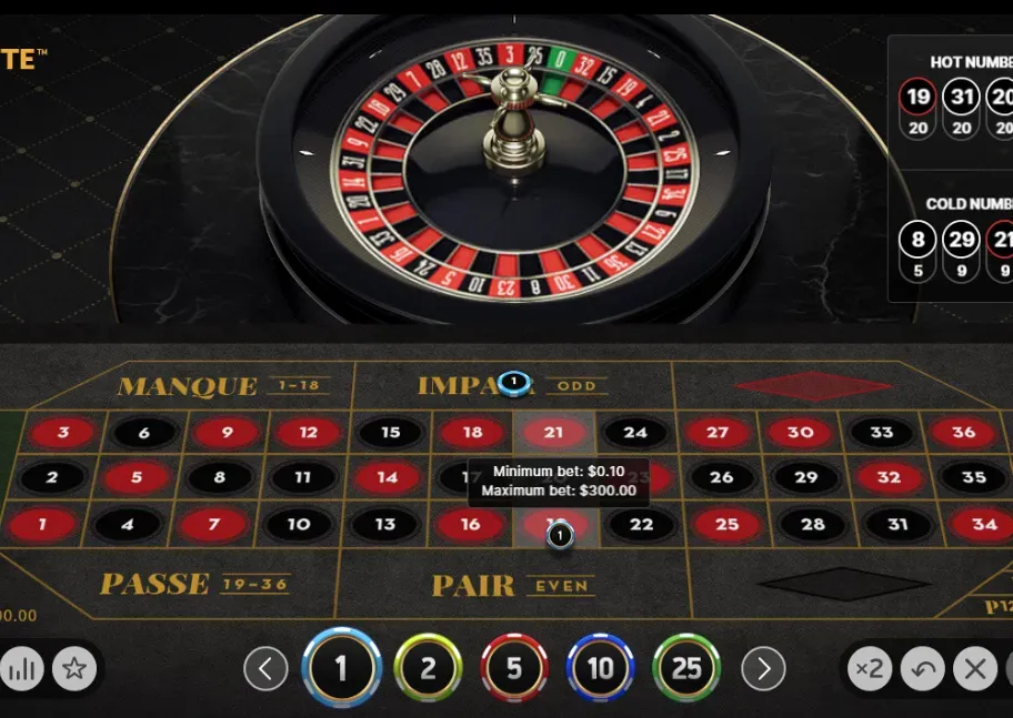 Place Bet - Product photo with roulette table.