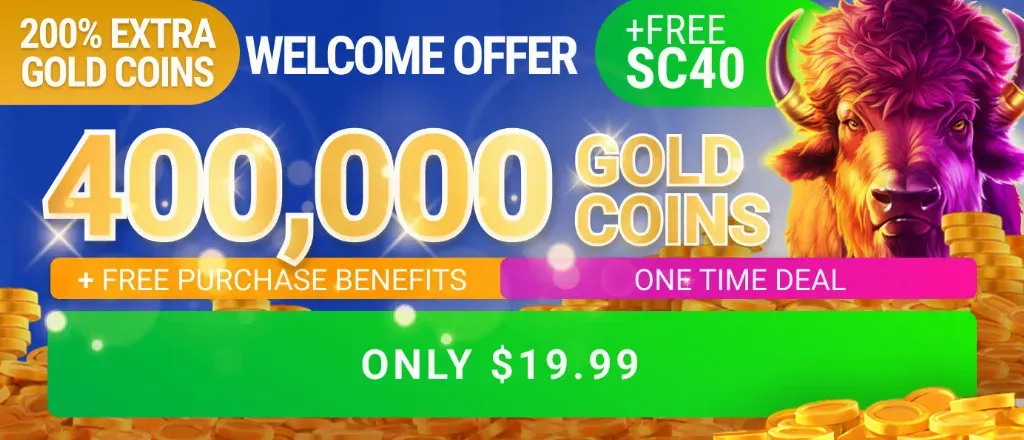 Pulsz Casino - Banner with welcome offer details.