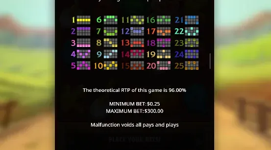 Return to Player - Screenshot with RTP details