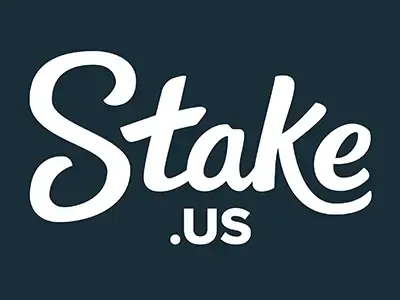 Stake.us - Logo with white text on dark background.