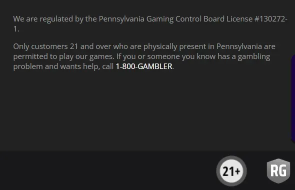 US Licensed Casino - Banner with age restriction notice.