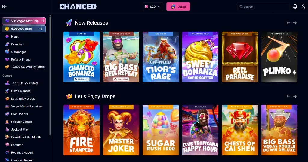 Chanced - Banner with new game releases.