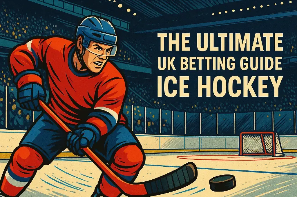 Banner with ice hockey player.